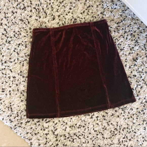 Vintage Dresses & Skirts - Vtg skater/grunge deep red velvet mini skirt